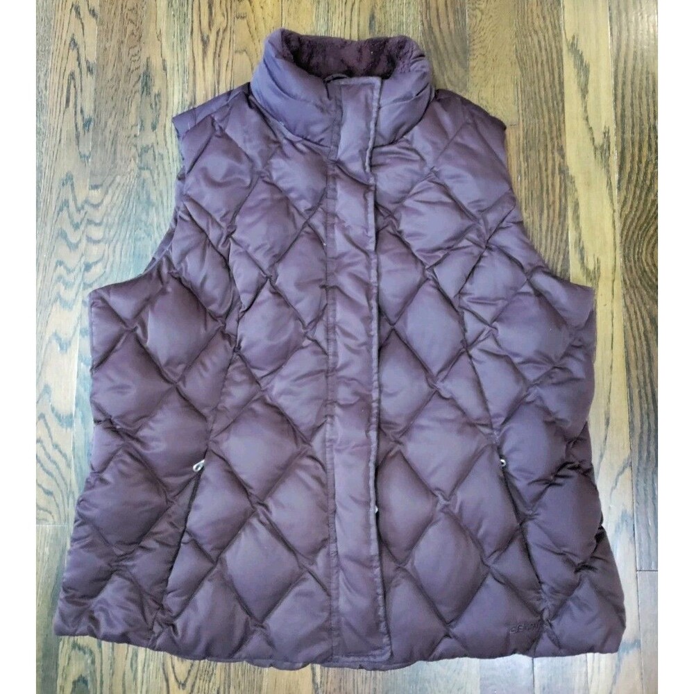 Eddie Bauer Goose Down Puffer Vest Women's XL Burgundy EB650 Pockets Full Zip